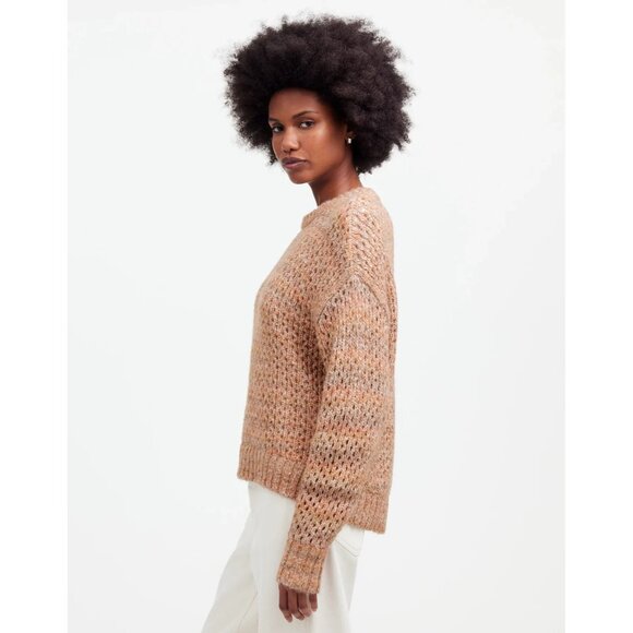 euc Madewell Space Dyed Open Knit Sweater Ginger Crewneck Relaxed Cozy Wool S - Picture 4 of 11